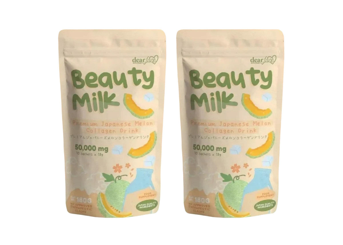 Dear Face 2 Packs Beauty Milk Japanese Collagen Melon Drink - 50000mg Hydrolyzed Collagen