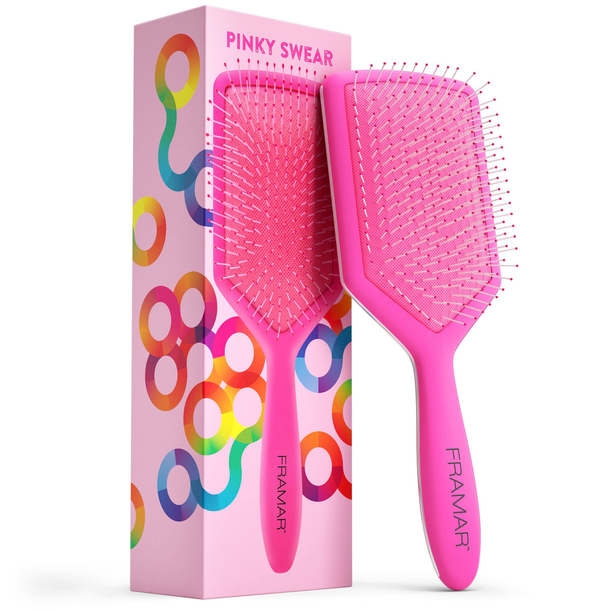 Framar Detangler Brush Paddle Brush – Elegant Detangling Brush No more Tangles Hair Brush – Hair Brushes for women men and children (Pink)