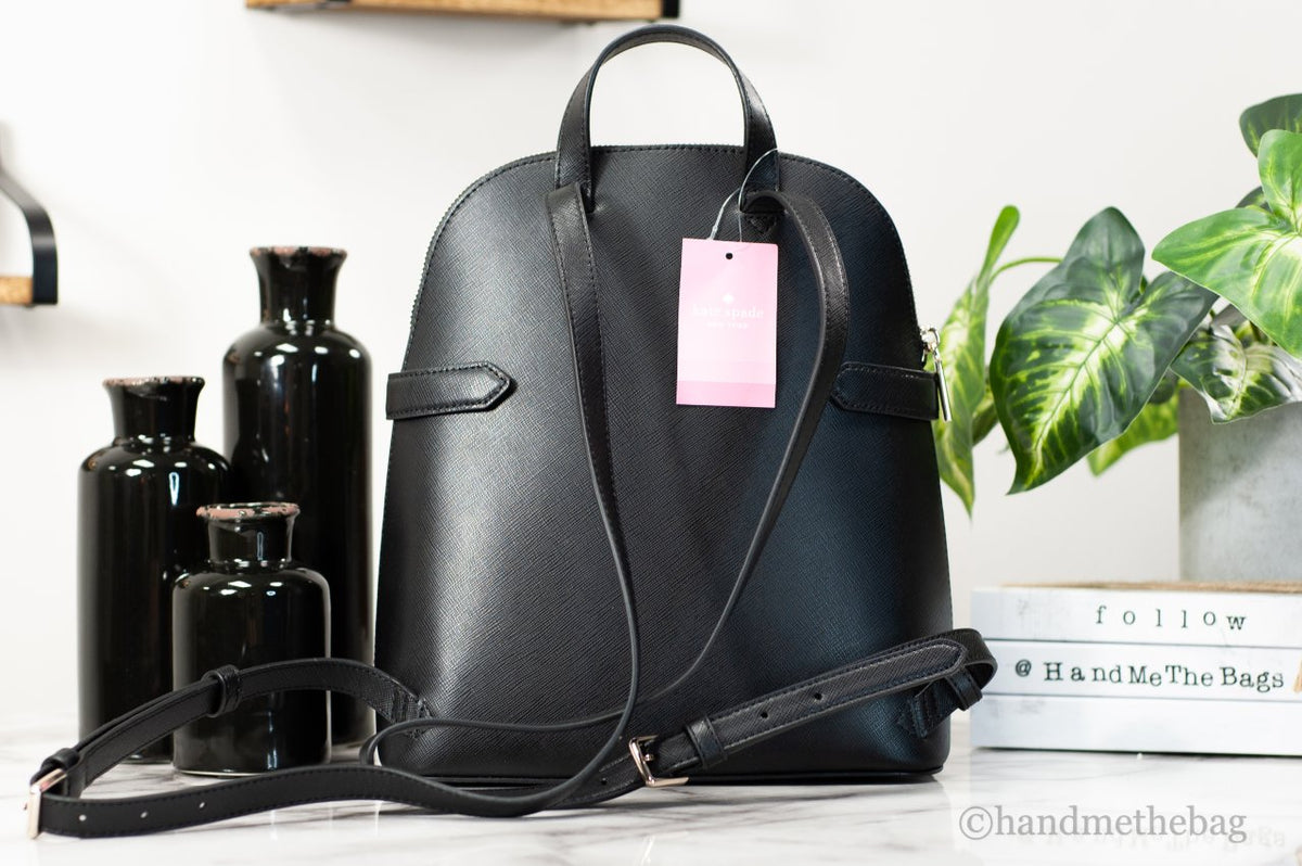 Kate Spade Staci Medium Black Saffiano Leather Dome Backpack