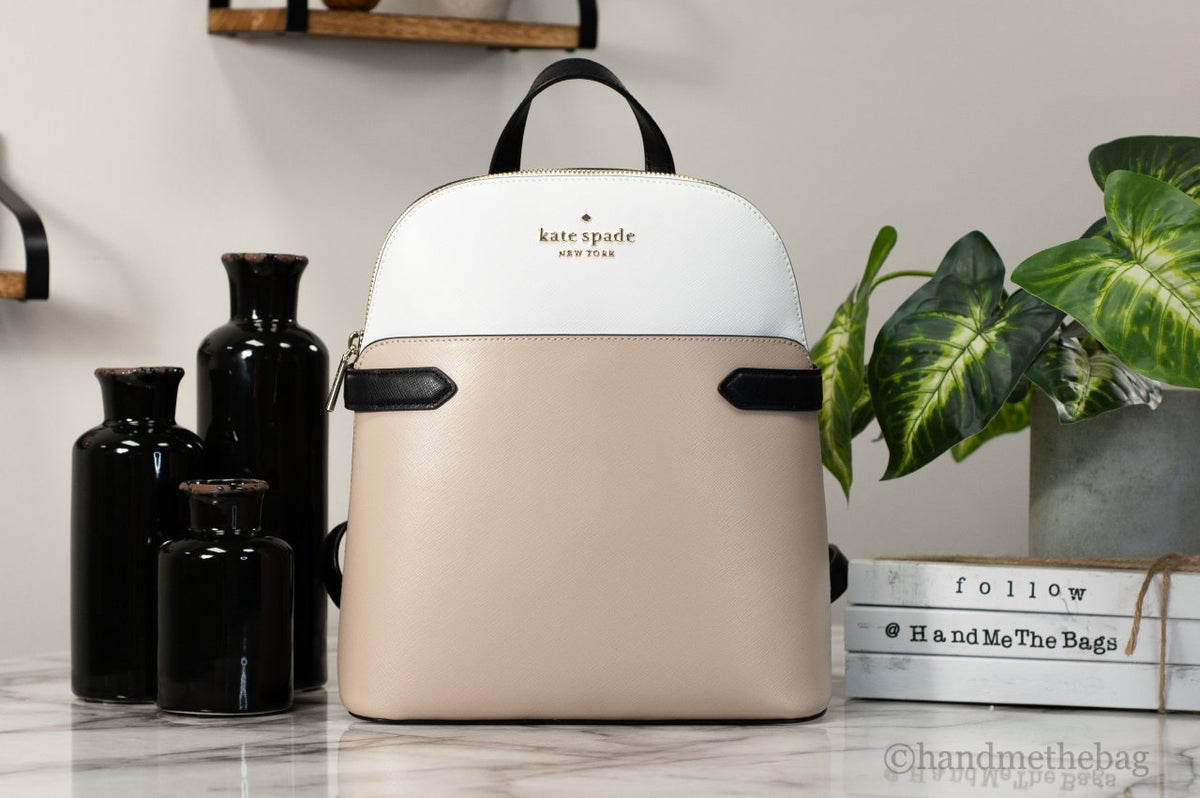 Kate Spade Staci Medium Colorblock Warm Beige Dome Backpack