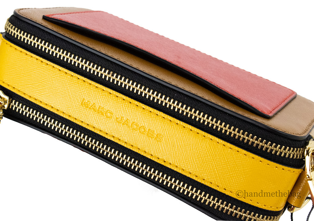 Marc Jacobs The Colorblock Snapshot Saffiano Leather Cathay Spice Shoulder Handbag
