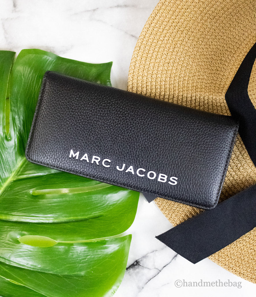 Marc Jacobs Slim Black Leather Open Face Snap Wallet