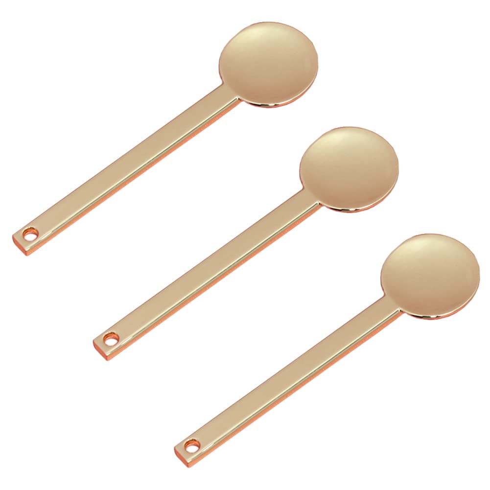 3Pcs Round Metal Cosmetic Spoon Spatulas Makeup Spatula Eye Cream Spoon Beauty Scoop Mini Spoon Makeup Beauty Spoons Mini Cosmetic Skincare Spatula for Home Salon Golden