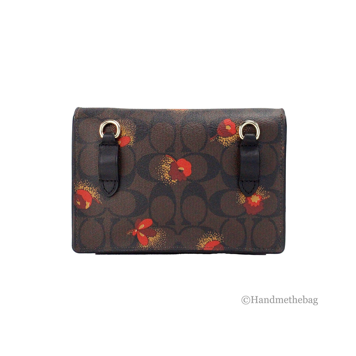 Coach Signature Coated Canvas Poppy Floral Foldover Crossbody Bag
