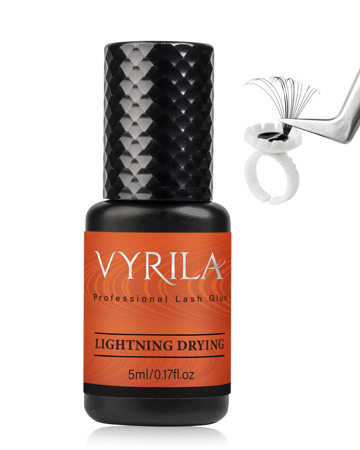 Eyelash Extension Glue-VYRILA 0.3 Sec Drying Time (0.17fl.oz/5ml) Waterproof Eyelash Glue-Lightning Dry Lash Extension Glue-Up to 7 Weeks Black Adhesive for Eyelash Extensions Professional Use Only