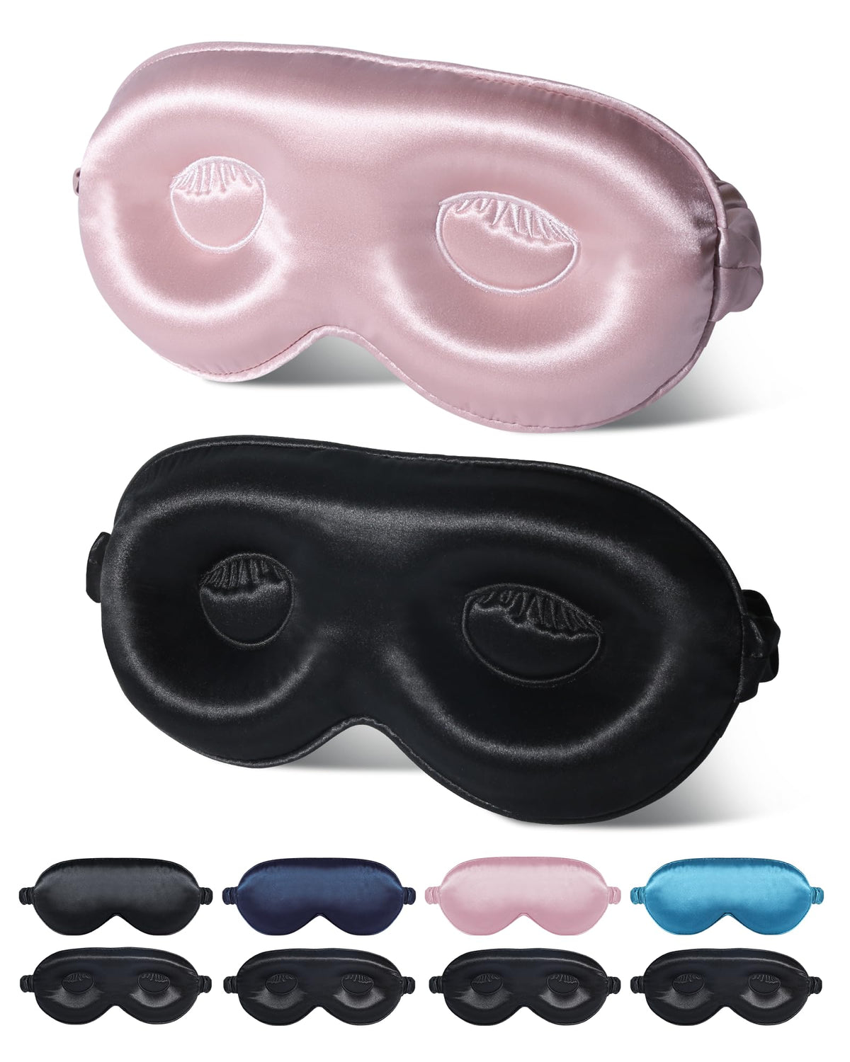 BeeVines 3D Sleep Mask 22 Momme Mulberry Silk Sleeping Eye Masks 2 Pack 3D Weighted Eye Cover for Lash Extensions Night Light Blocking Blindfold Blackout Satin Covers Blindfolds for Men & Women