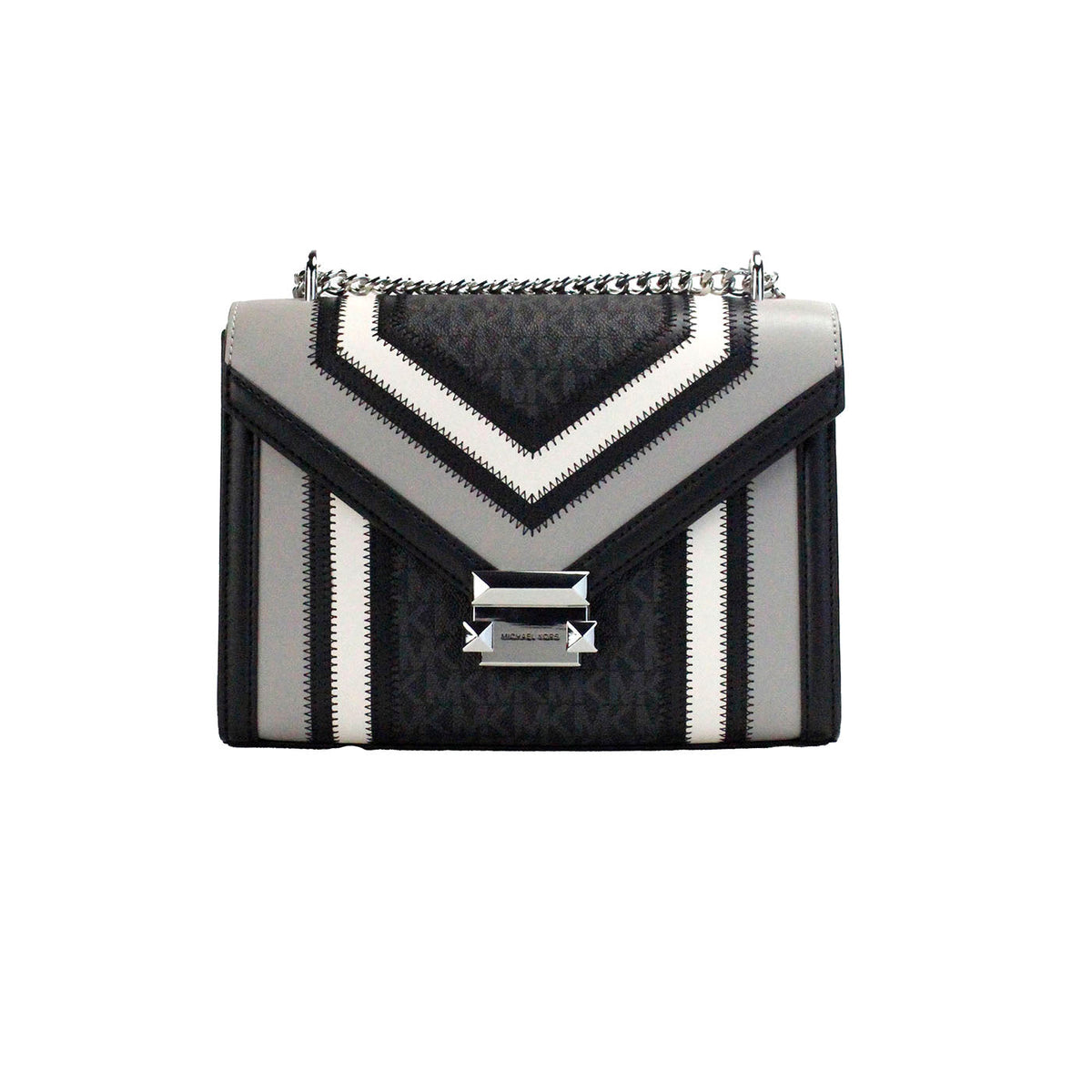 Michael Kors Whitney Medium Black Color-Block Chain Shoulder Bag