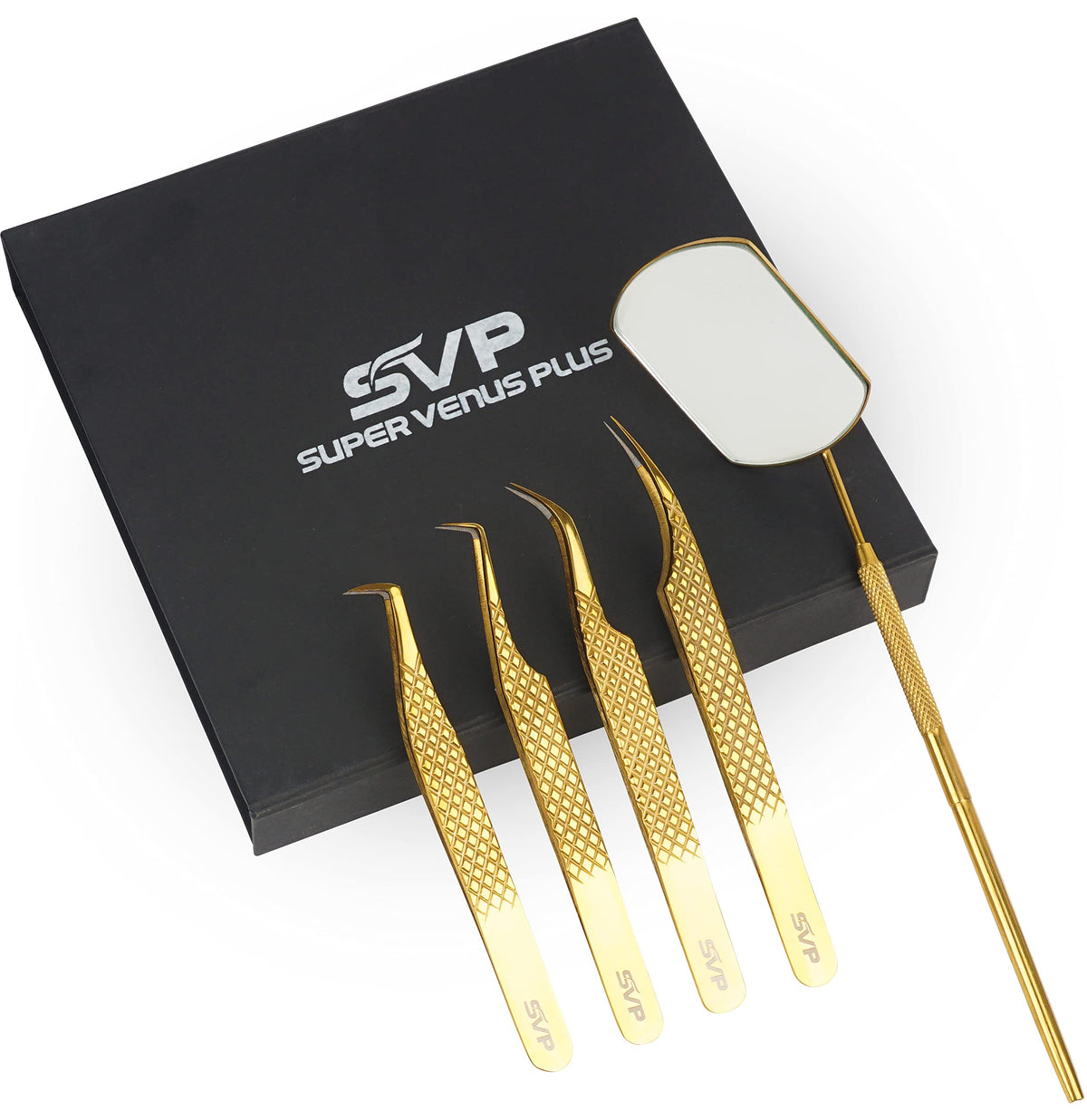 SV Lash Tweezers | Lash Extension Tweezers Set | 5Pcs Stainless Steel Eyelash Extension Tweezers Set | Volume/Isolation Nail Art Curved Tweezers