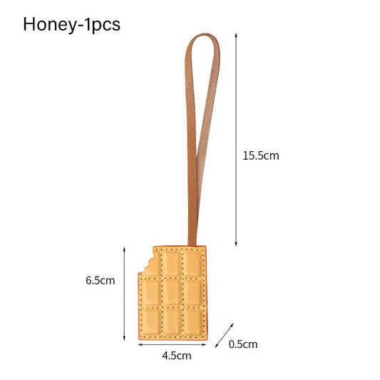 Chocolate Leather Bag Charms Goatskin Pendants DIY Handmade Keychain for Gifts