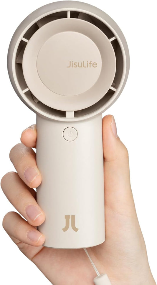 Handheld Portable Turbo Fan [16H Max Cooling Time], 4000Mah USB Rechargeable Personal Battery Operated Mini Small Pocket Fan with 5 Speeds for Travel/Outdoor/Vacation/Concerts - Brown
