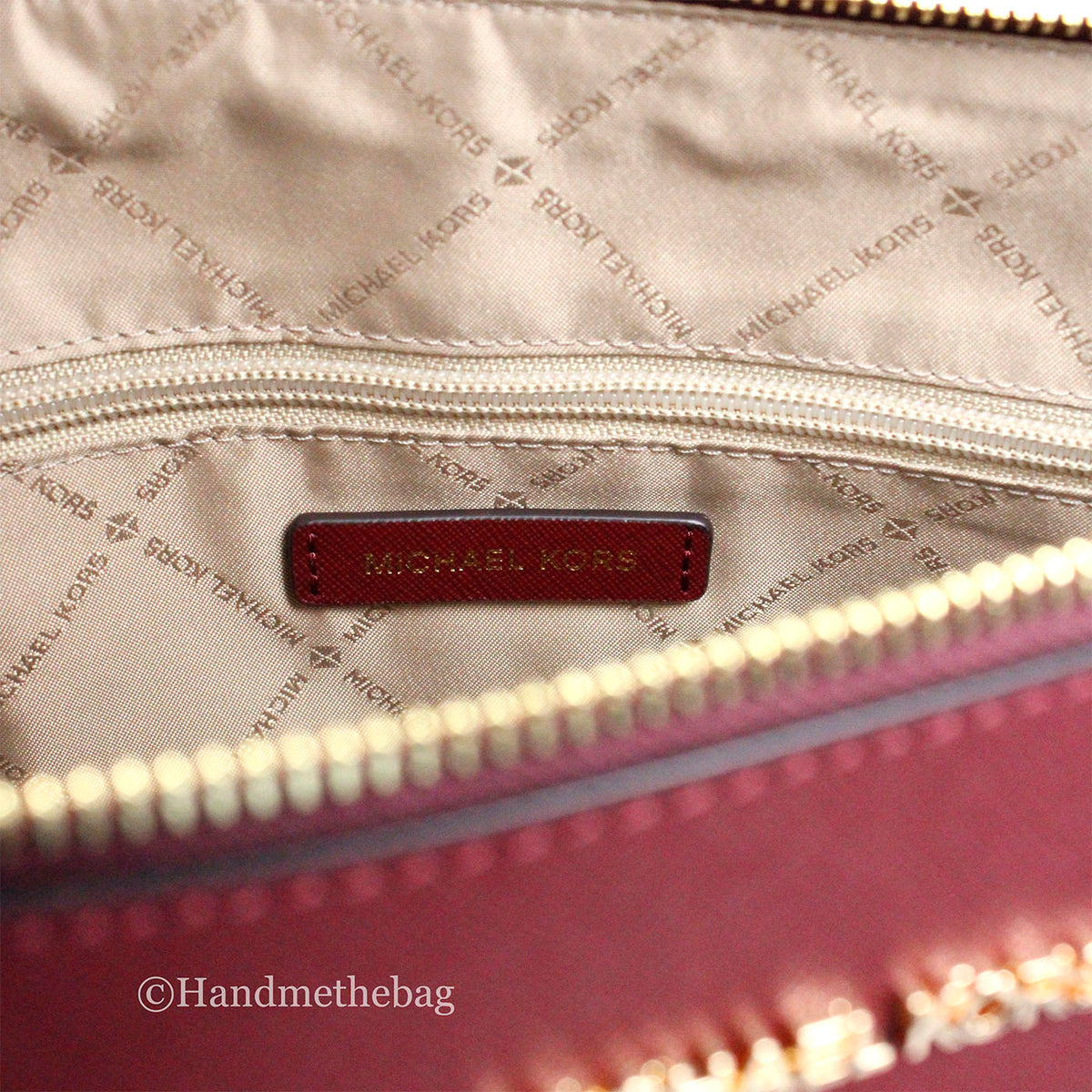 Michael Kors Charlotte Dark Cherry Large Top Zip Tote