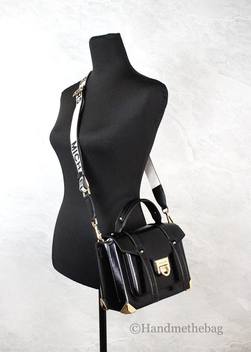 Michael Kors Manhattan Medium Slick Black Convertible Satchel