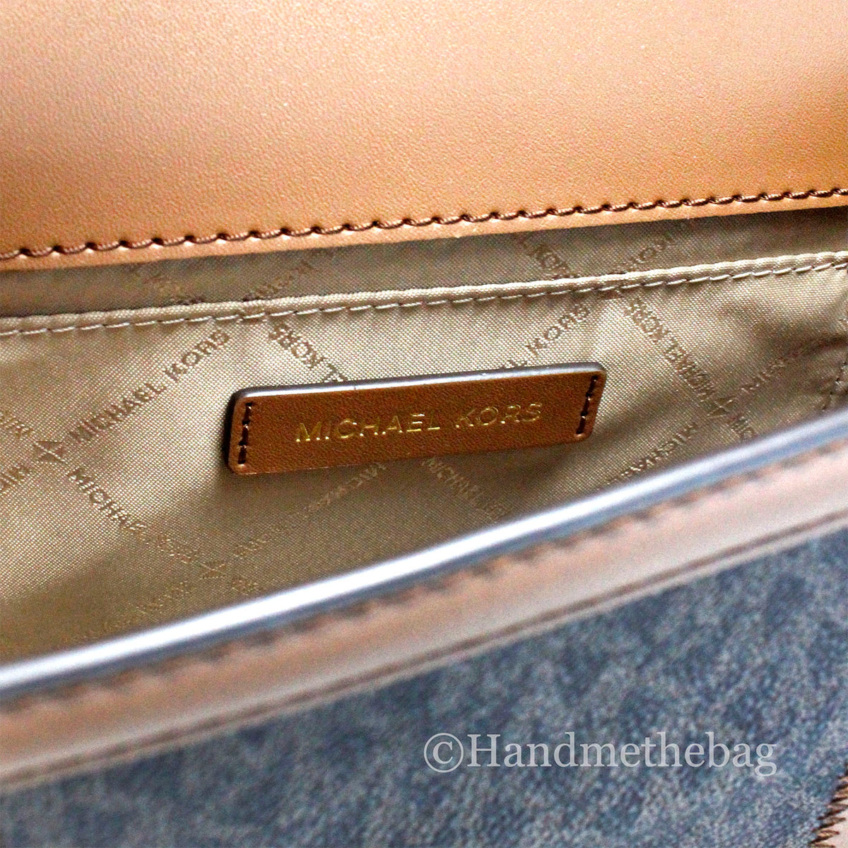 Michael Kors Whitney Medium Brown Color-Block Chain Shoulder Bag
