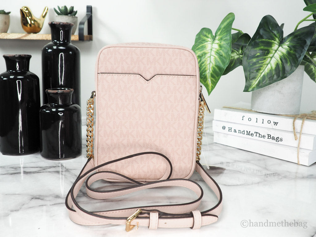 Michael Kors Jet Set Powder Blush Signature Flight Crossbody Handbag Purse Bag