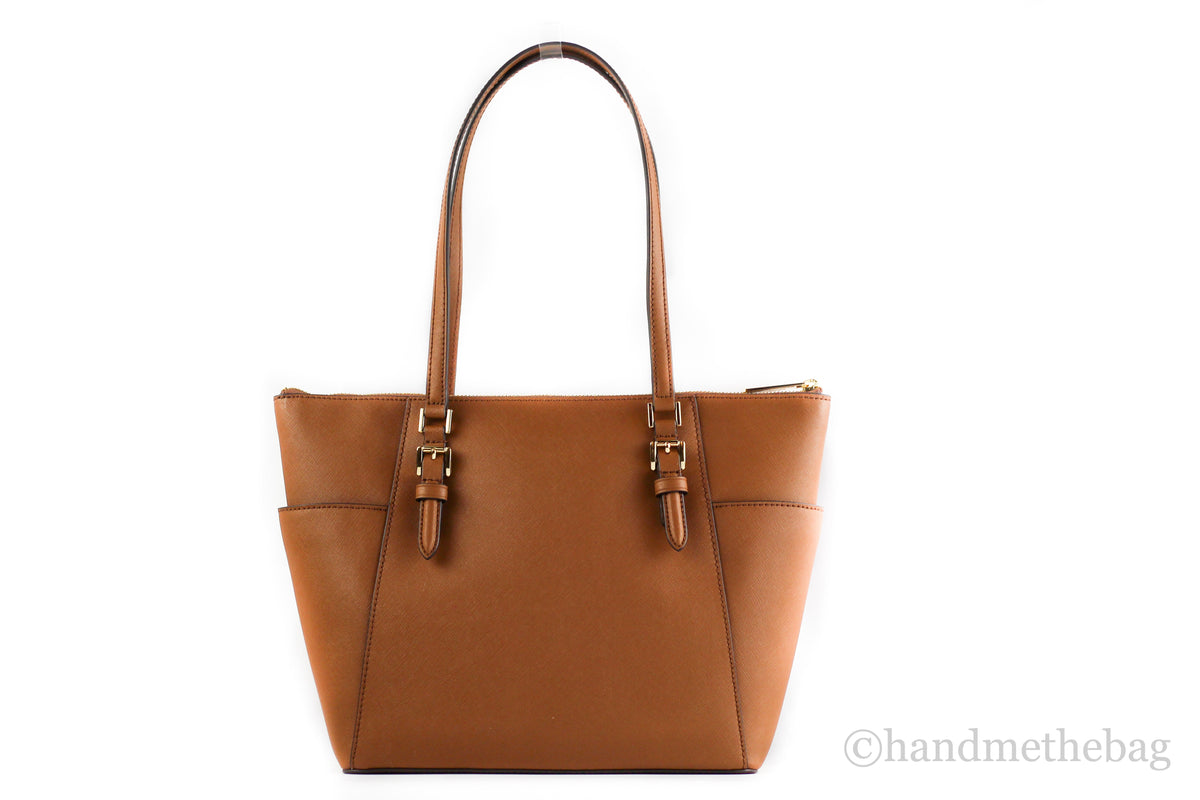 Michael Kors Charlotte Luggage Leather Large Top Zip Tote