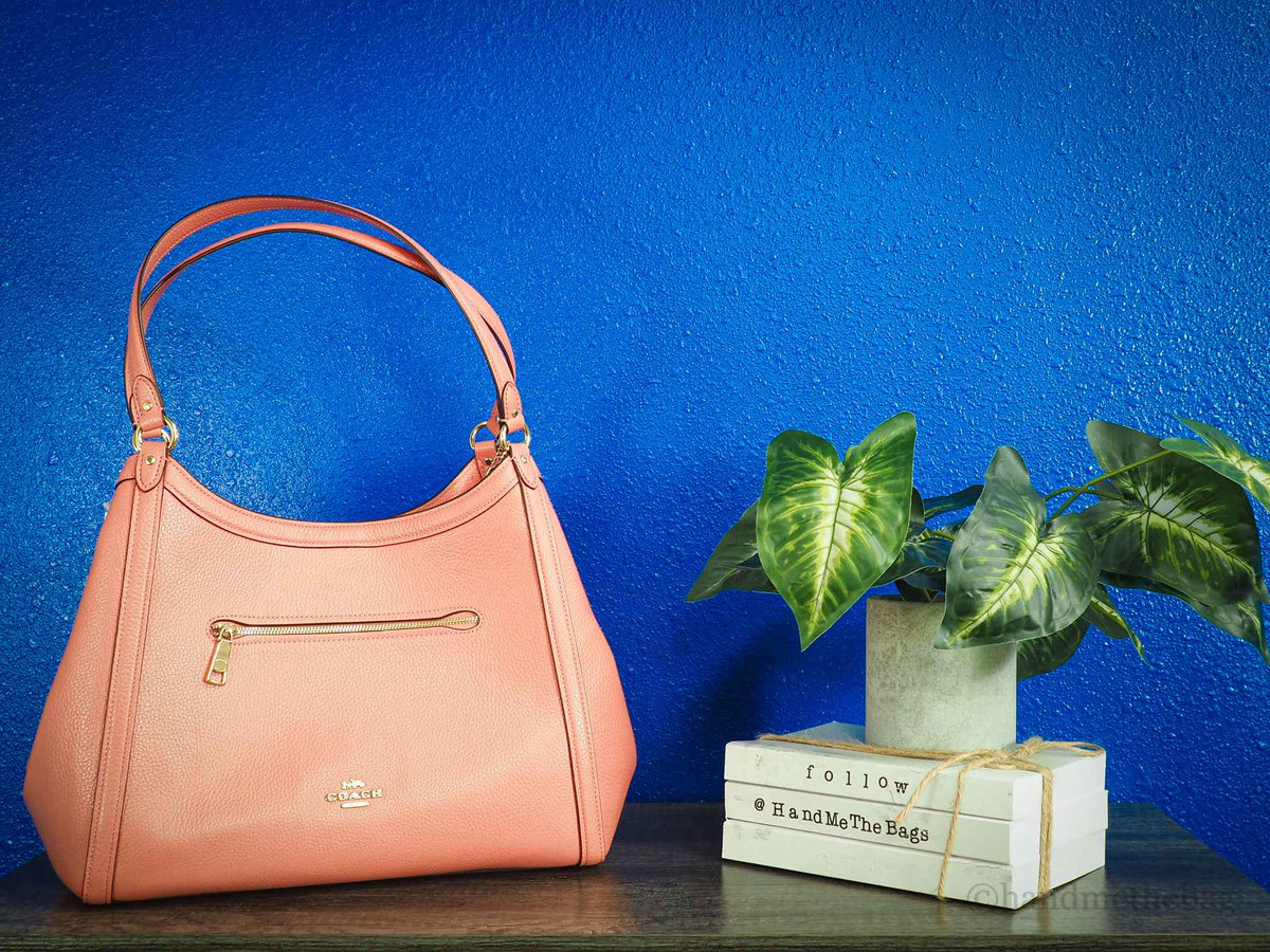 Coach Kristy Taffy Pebbled Leather Triple Compartment Shoulder Handbag