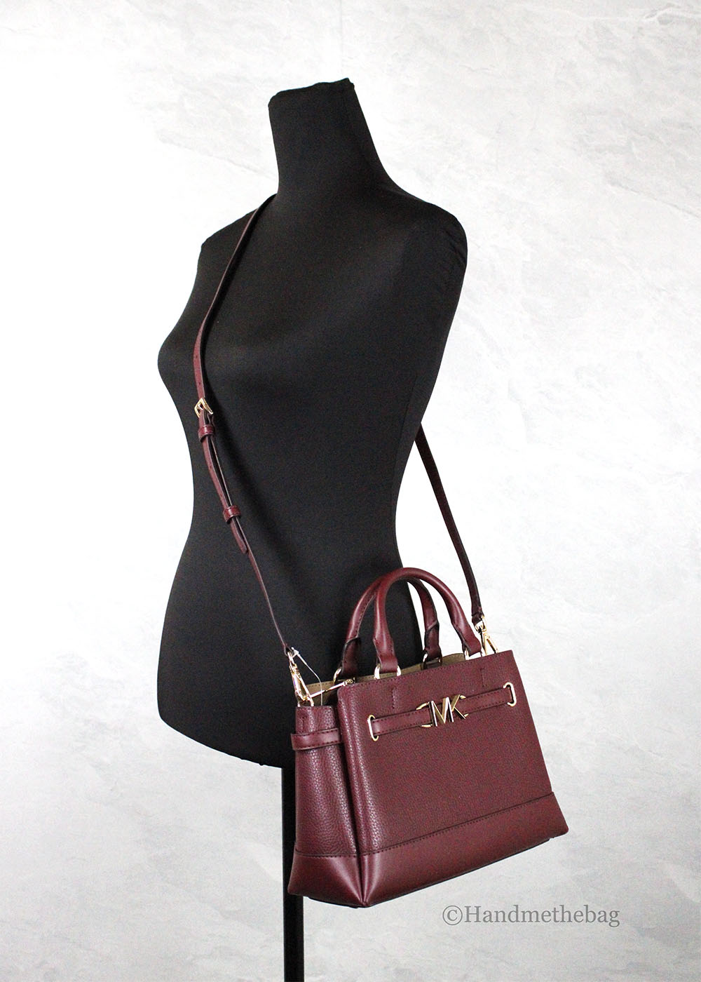 Michael Kors Reed Small Dark Cherry Center Zip Satchel