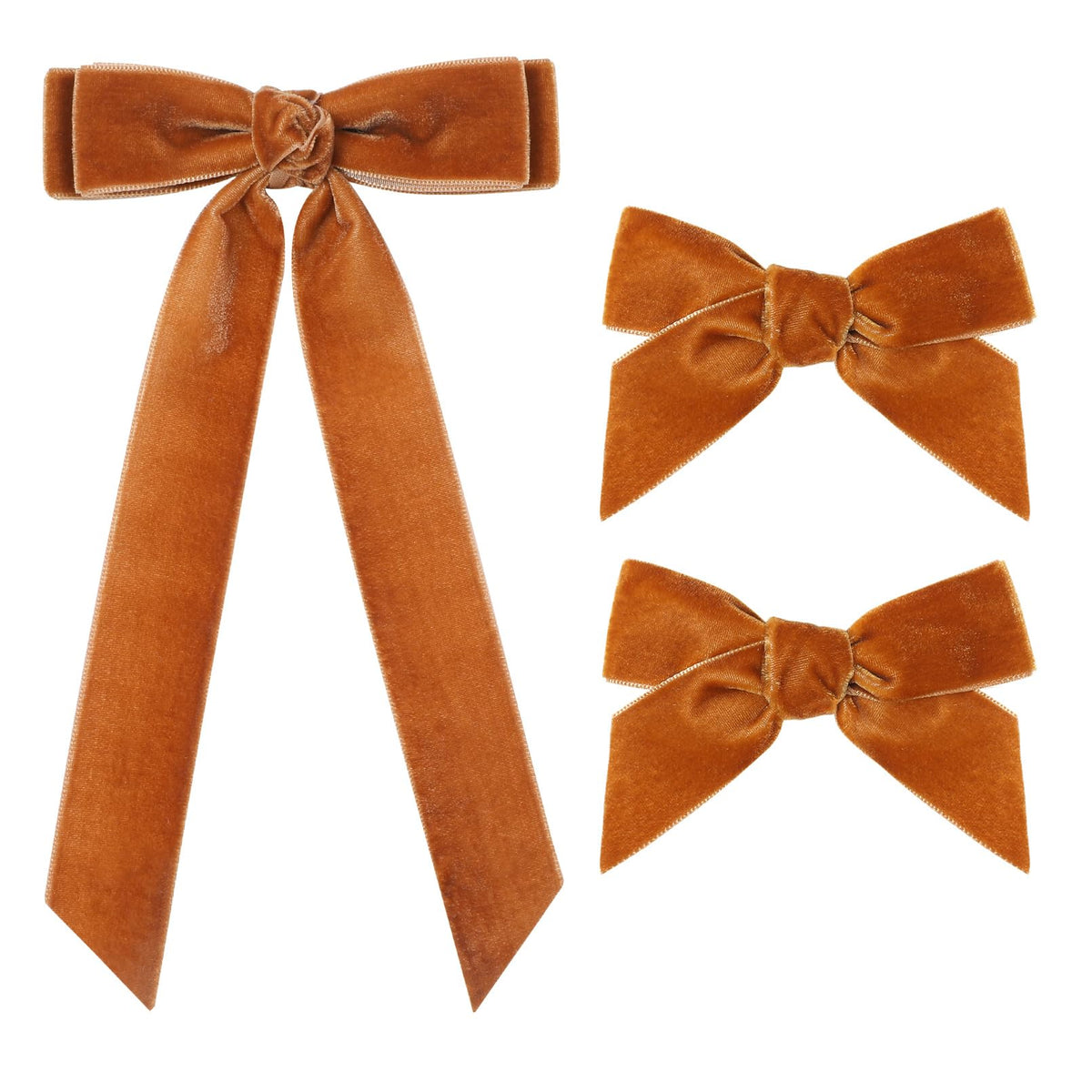 3PCS Velvet Hair Bow Brown Hair Ribbon Clips for women Girls Fall Alligator Hair Clips Hair Accessories Toddlers Kids Teens