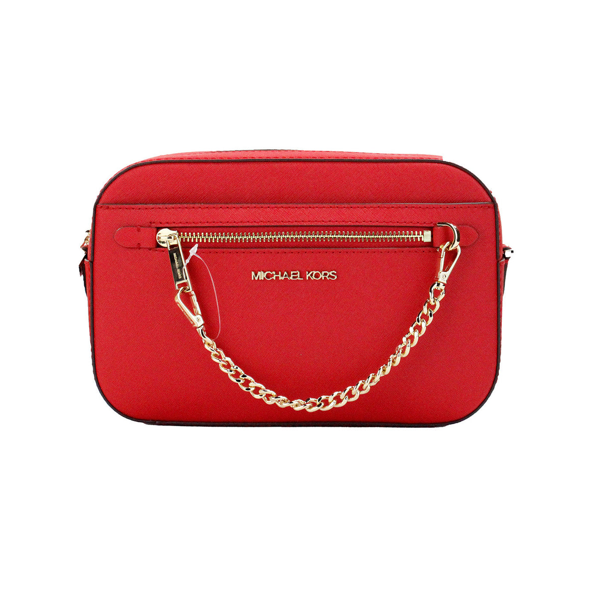 Michael Kors Jet Set EW Red Zip Chain Crossbody