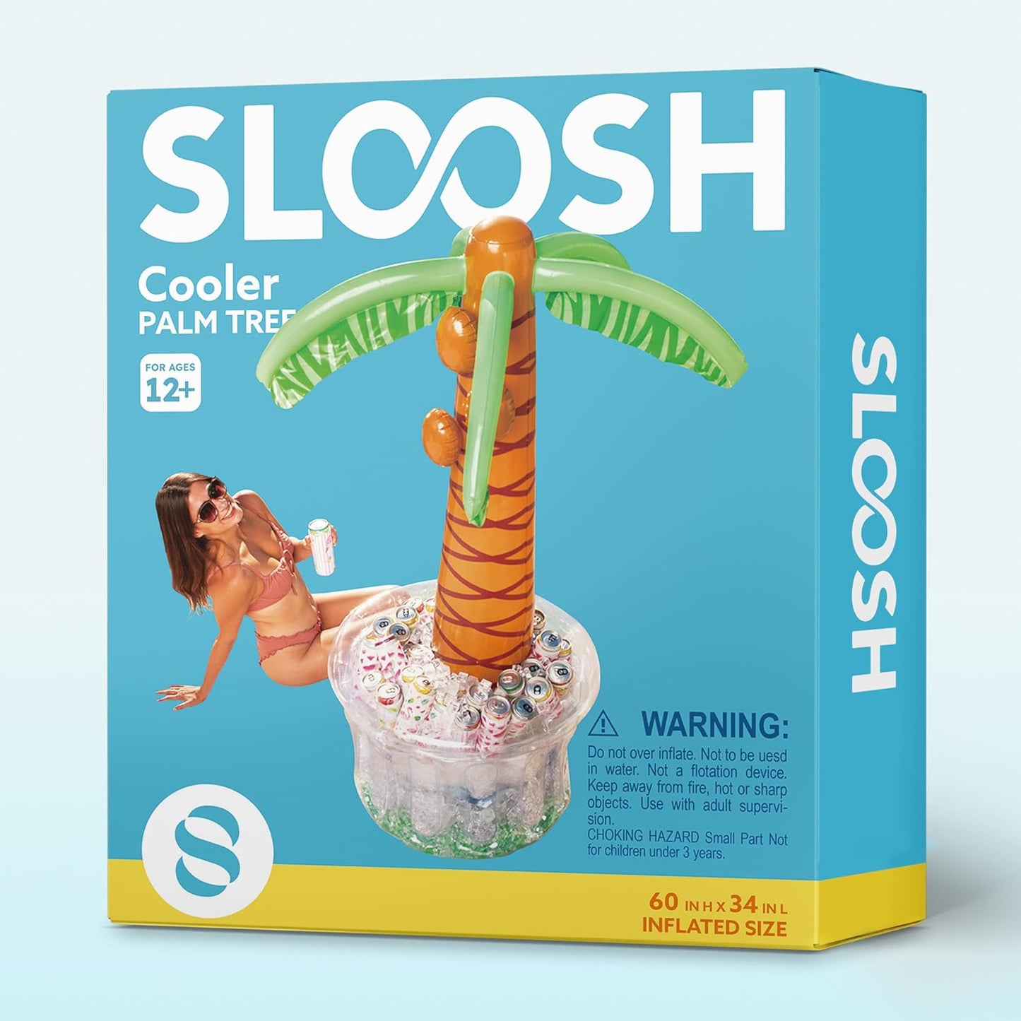 60" Inflatable Palm Tree Cooler, Beach Theme Decor, Pool Party Decorations, Luau Hawaiian Birthday Party Supplies, Ocean Jungle Tropical Themed Summer Outdoor Drink Cooler