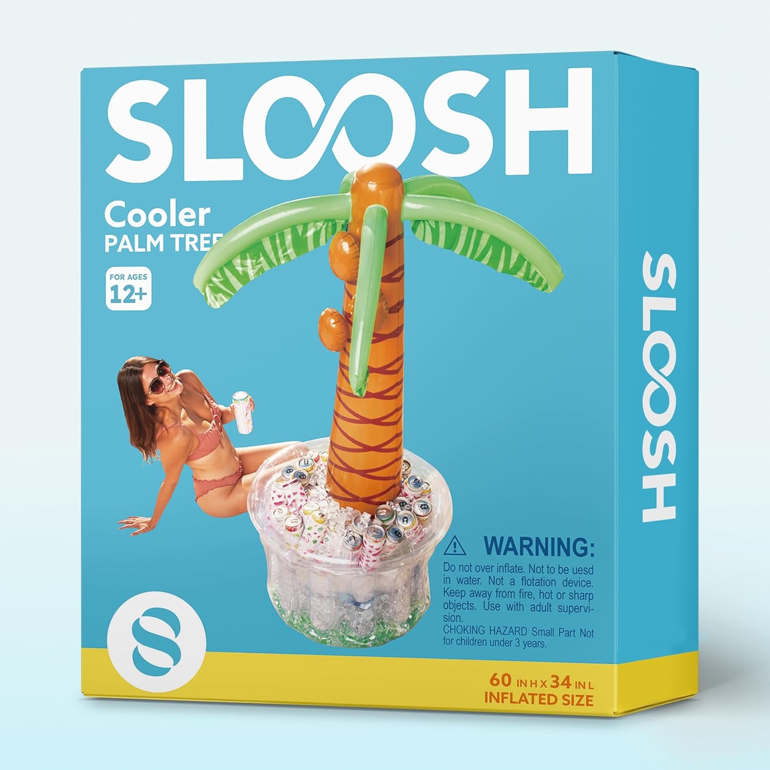 60" Inflatable Palm Tree Cooler, Beach Theme Decor, Pool Party Decorations, Luau Hawaiian Birthday Party Supplies, Ocean Jungle Tropical Themed Summer Outdoor Drink Cooler