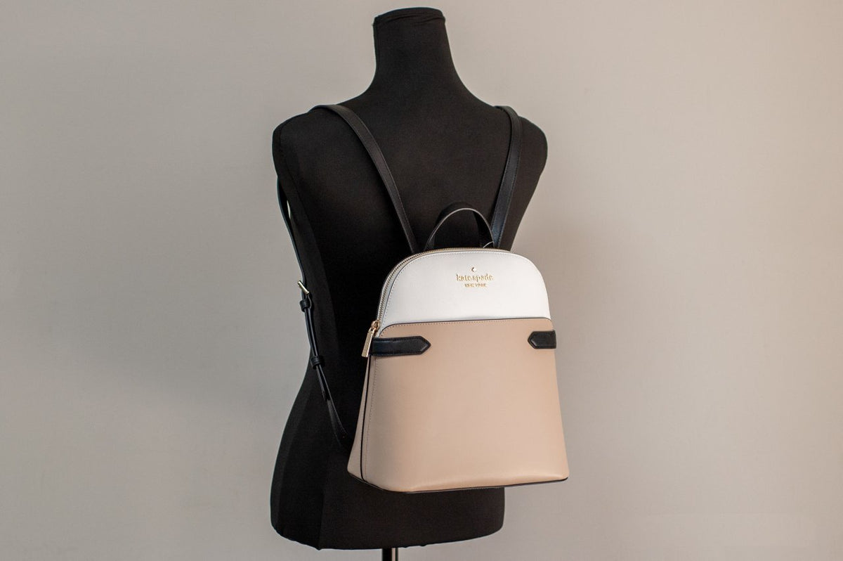 Kate Spade Staci Medium Colorblock Warm Beige Dome Backpack