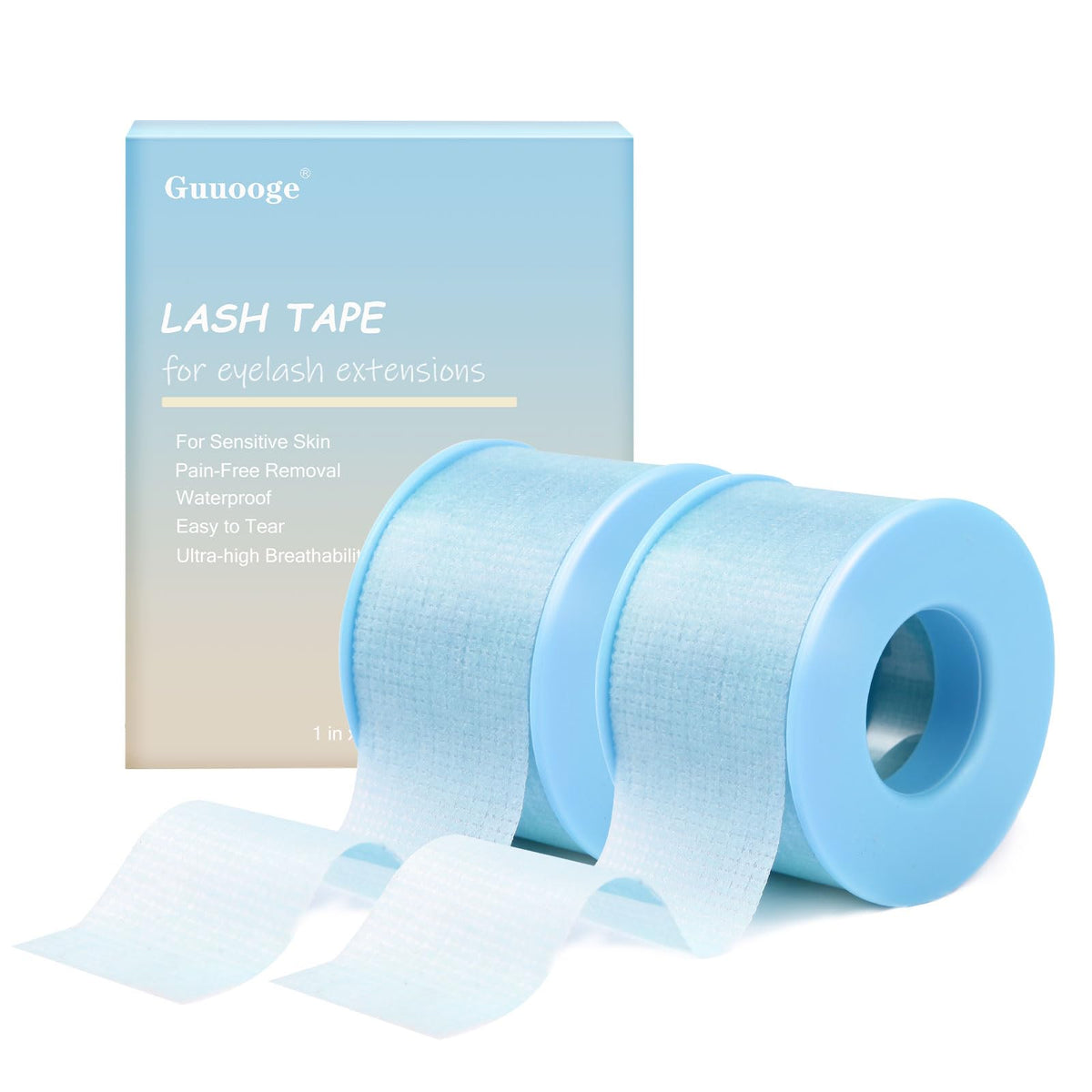 Lash Tape for Eyelash Extensions - Eyelash Tape Silicone Gel Sensitive lash Extension Tape Pain-Free Removal Breathable Micro-Porous Eyelash Extension Tape (Blue 2 Rolls)