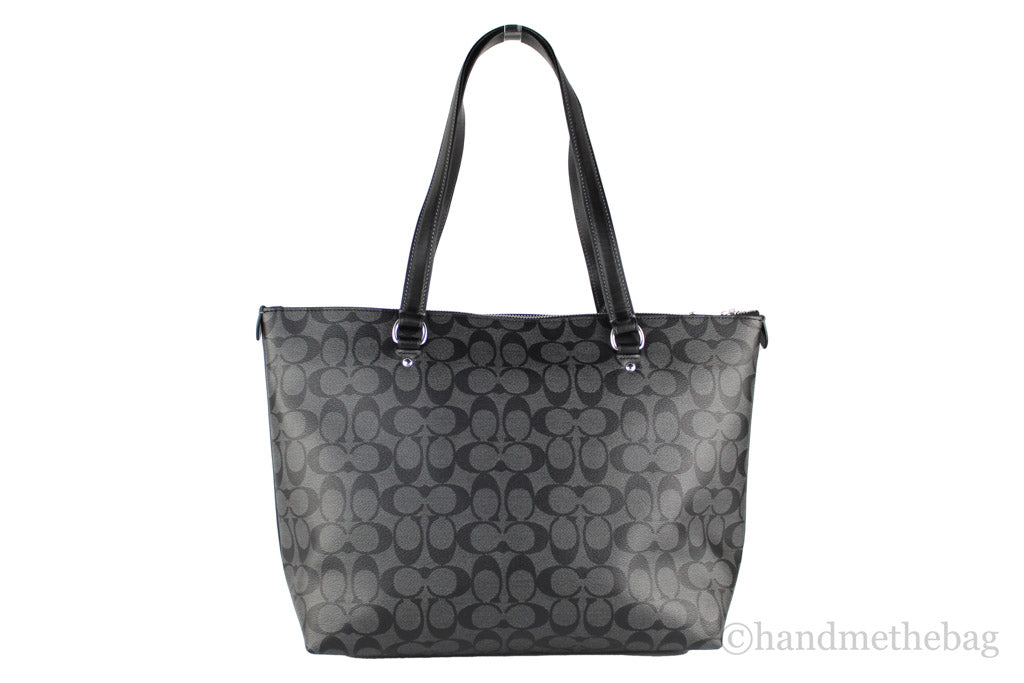 Coach Graphite Signature Coated Canvas Leather Gallery Tote Bag