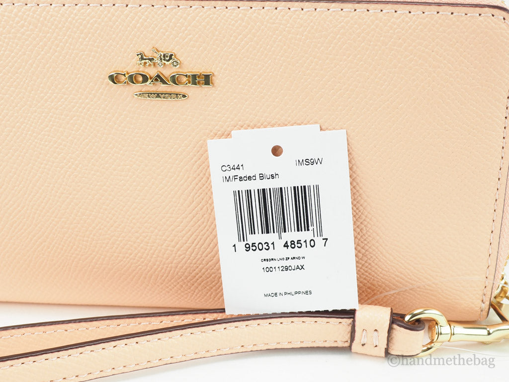 Coach Long Faded Blush Crossgrain Leather Zip Around Wallet