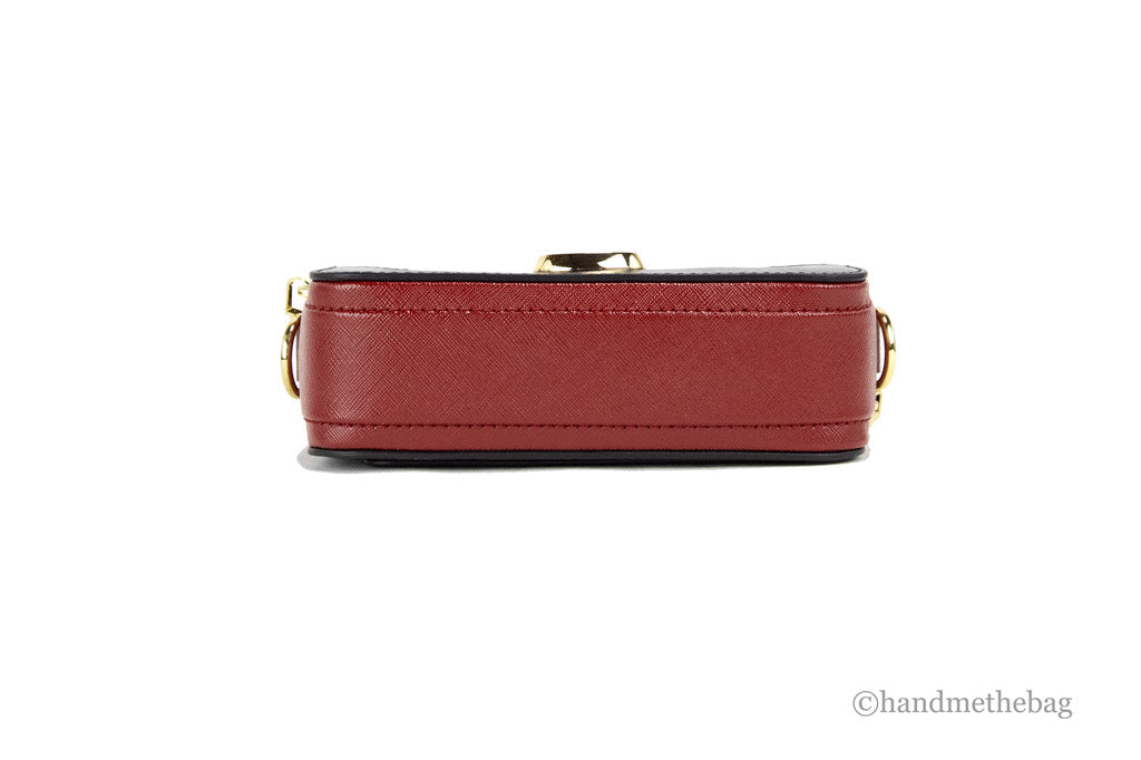 Marc Jacobs The Colorblock Snapshot Black Red Saffiano Leather Shoulder Handbag