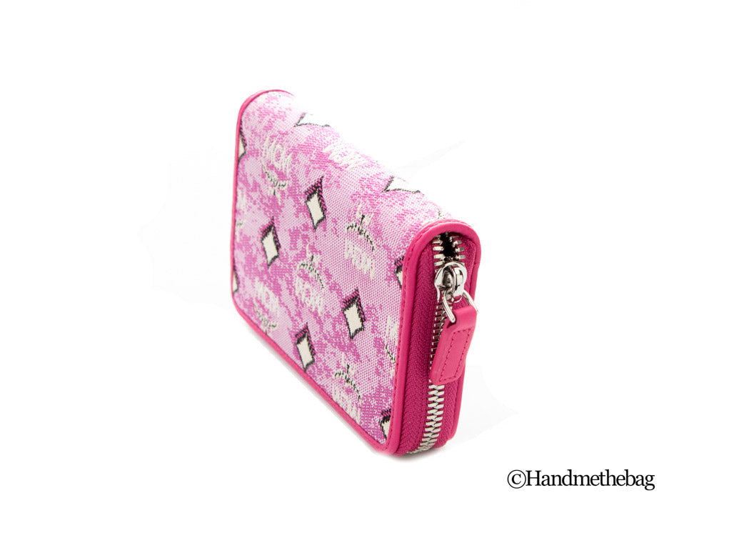 MCM Mini Veritas Hot Pink Denim Coin Pouch Wallet