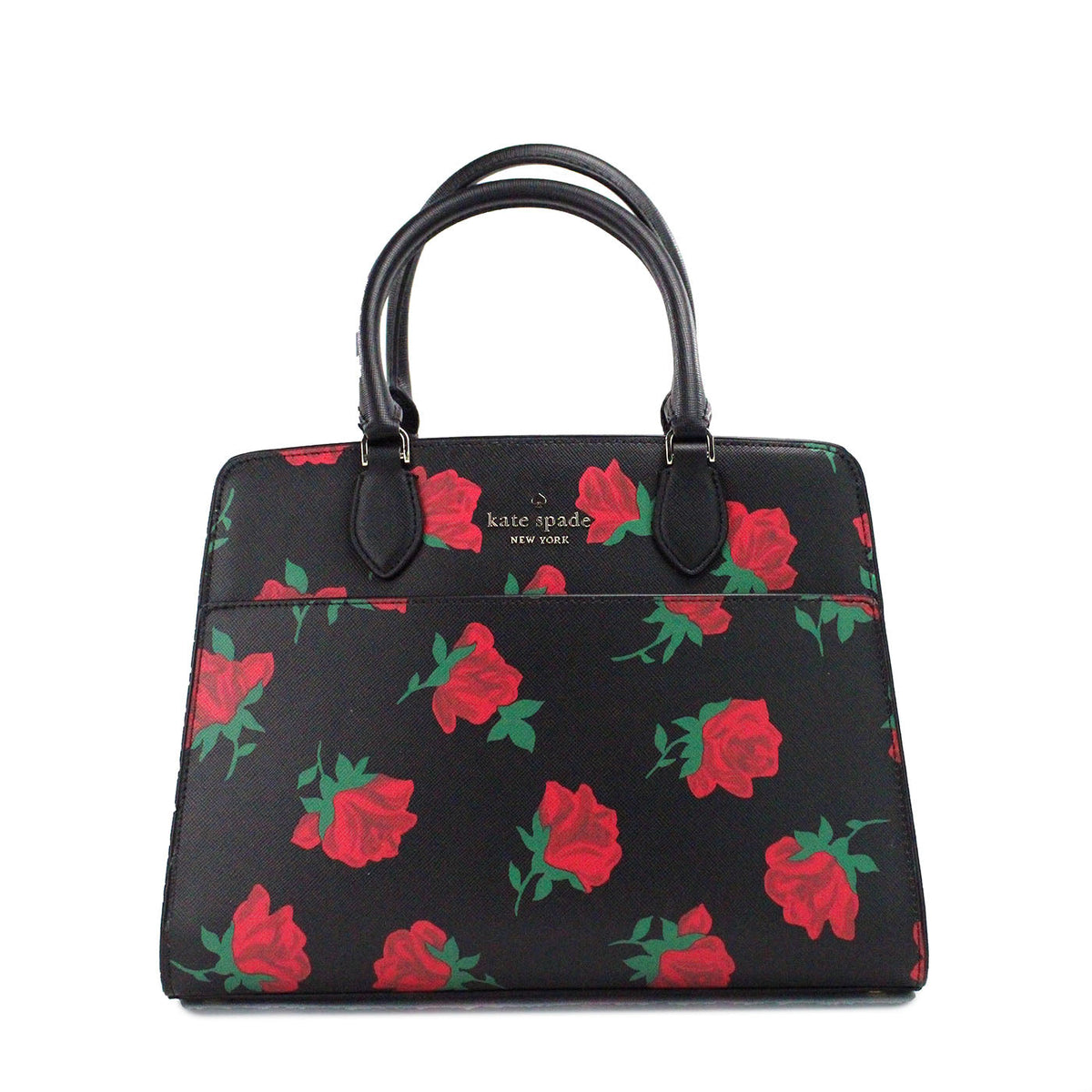 Kate Spade Madison Rose Toss Print Leather Satchel Bag