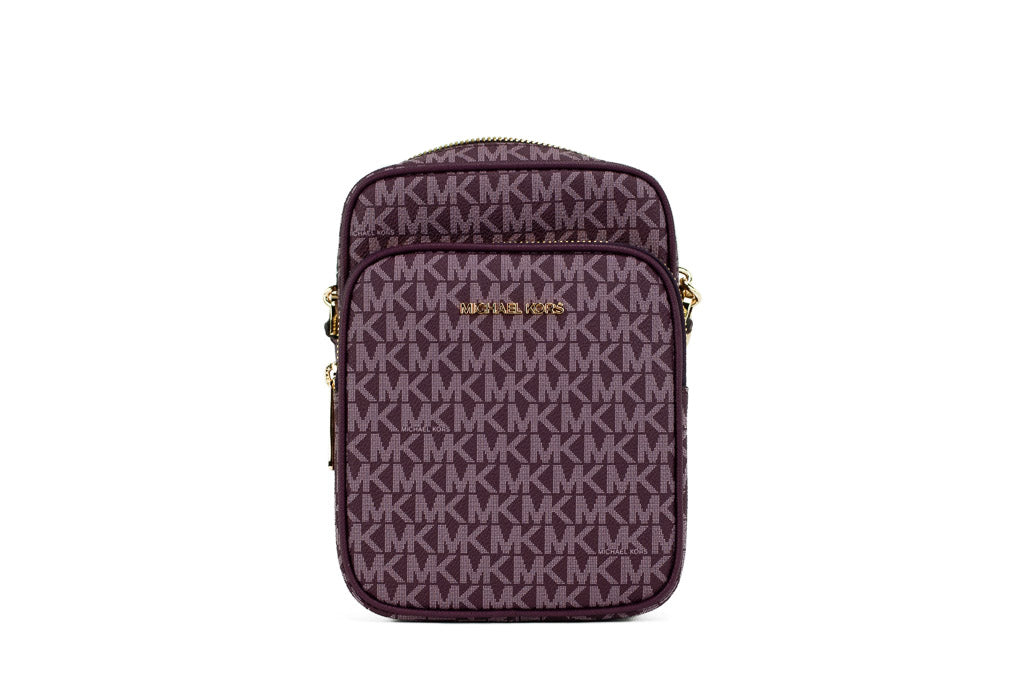 Michael Kors Medium Bordeaux Signature Leather North South Chain Crossbody Bag