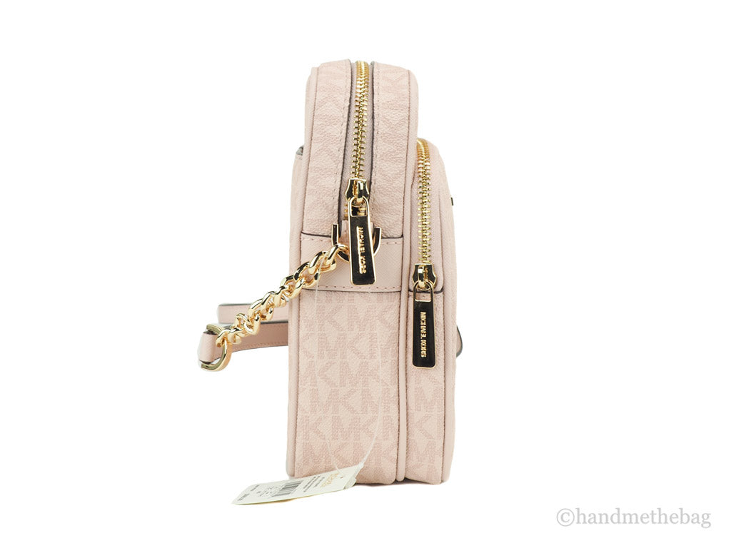 Michael Kors Jet Set Powder Blush Signature Flight Crossbody Handbag Purse Bag