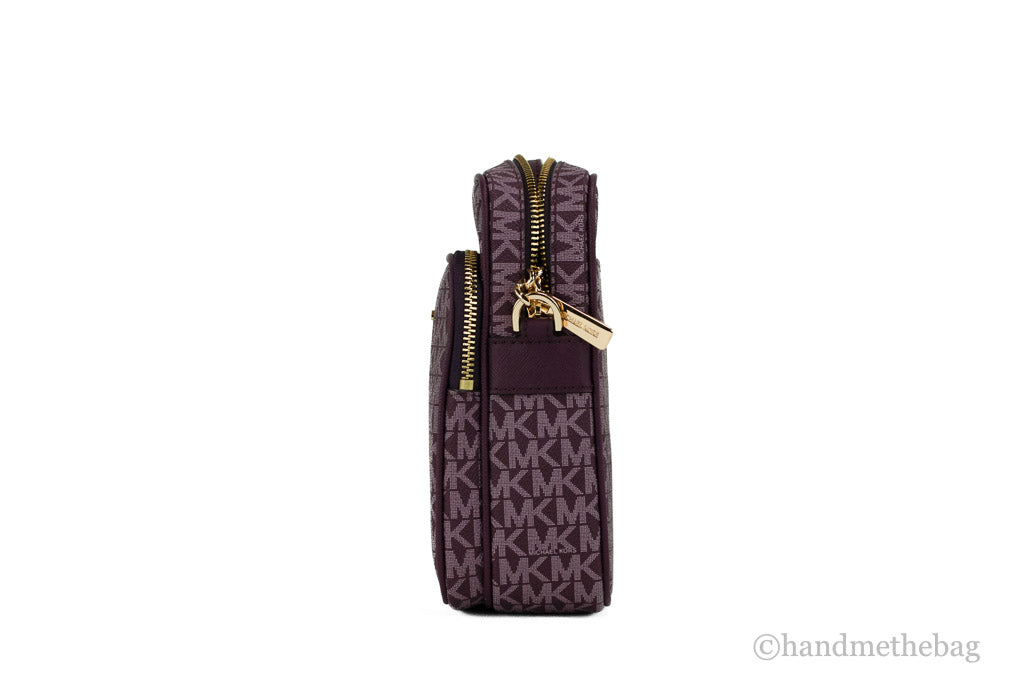 Michael Kors Medium Bordeaux Signature Leather North South Chain Crossbody Bag
