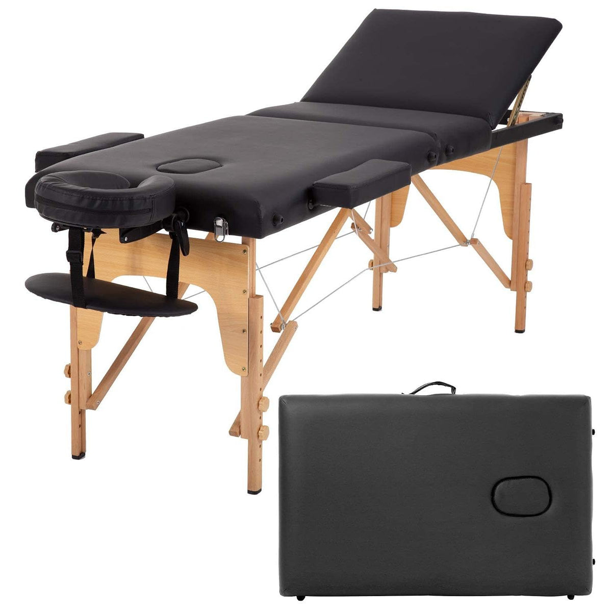 PayLessHere Massage Table Portable Massage Bed 3 Fold Lash Bed Adjustable Spa Bed Lightweight Salon Table with Non-Woven Bag for Spa Footmassage Facial CareSpa Tattoo