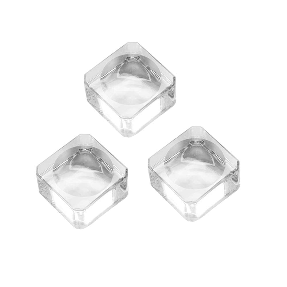 3 Pieces Premium Eyelash Glue Pallet Crystal Glass Eyelash Glue Stone For Fake Eyelash Extension Eyelash Glue Holder Pad Fake Eye Lash Base Eyelash Extension 25 x 25 x 15mm Clear