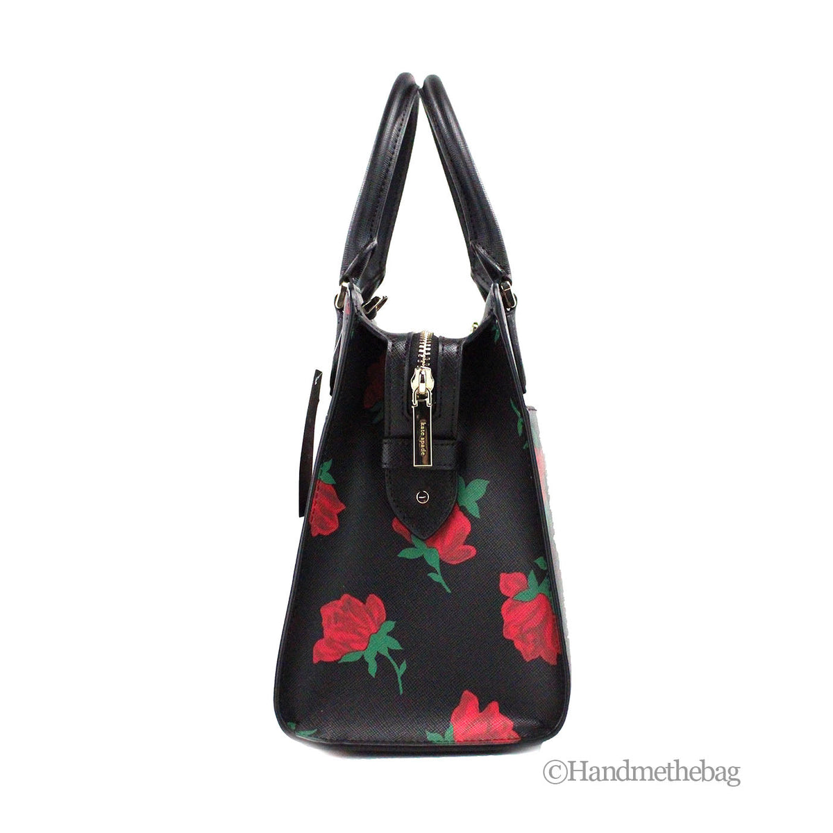 Kate Spade Madison Rose Toss Print Leather Satchel Bag