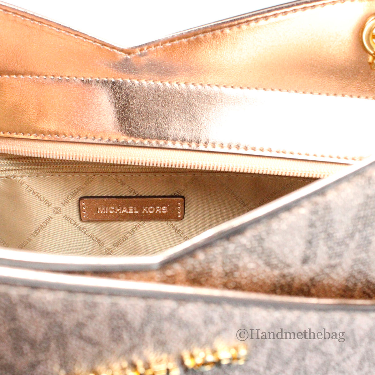 Michael Kors Jet Set Large Rose Gold X Cross Chain Tote