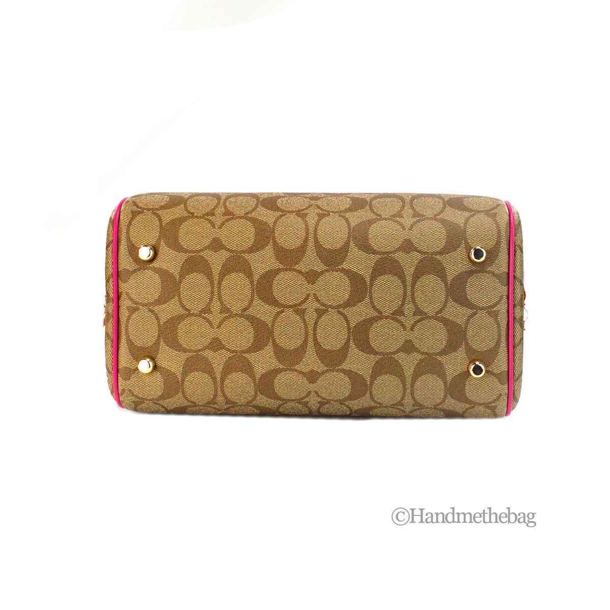 Coach Rowan Khaki Cerise Signature Canvas Medium Satchel Bag