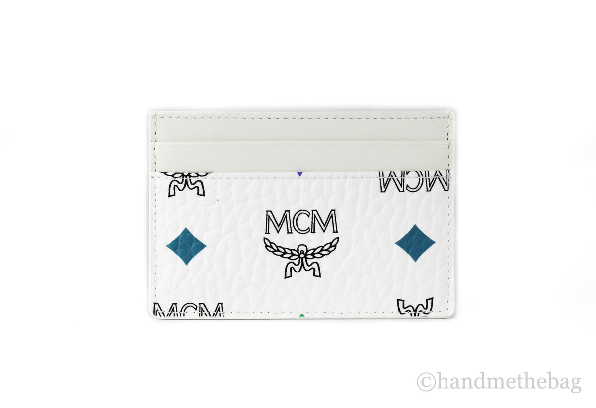 MCM Spectrum White Blue Visetos Leather Card Case