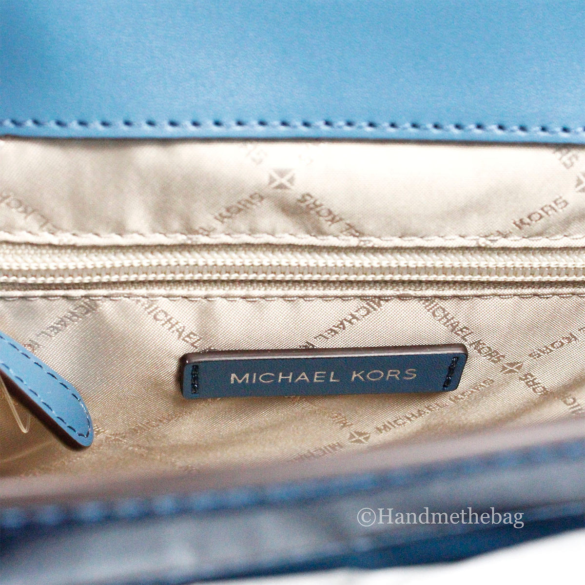Michael Kors Manhattan Medium Metallic Teal Convertible Satchel