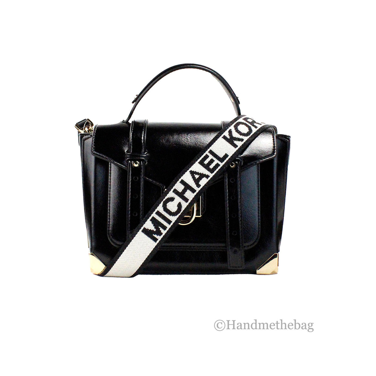 Michael Kors Manhattan Medium Slick Black Convertible Satchel