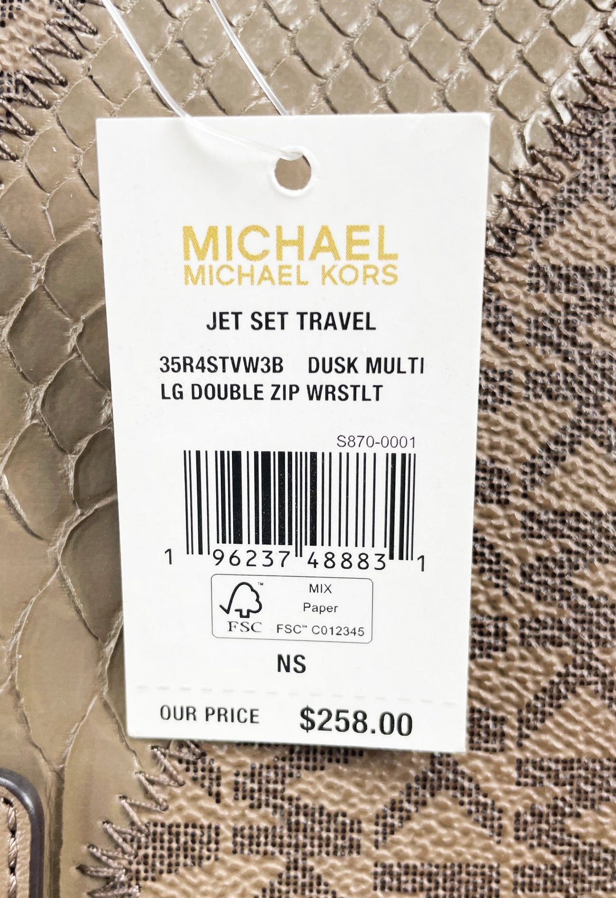 Michael Kors Large Double Zip Python Dusk Wristlet