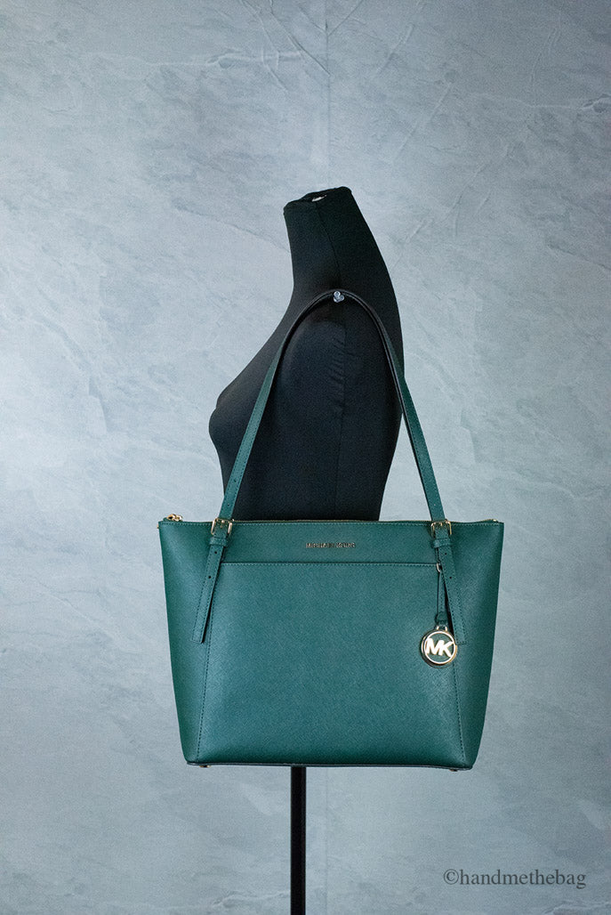 Michael Kors Voyager Large Racing Green Leather East West Tote