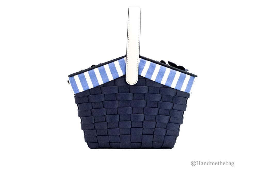 Kate Spade Flutter Fly Navy Blue Leather Picnic Basket Crossbody
