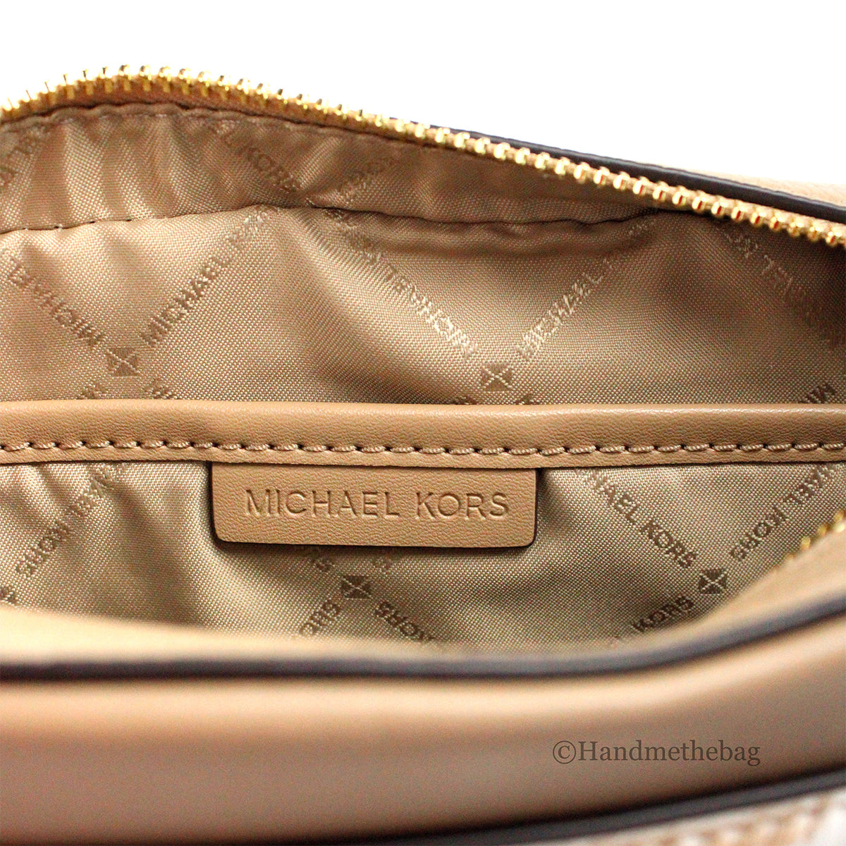 Michael Kors East West Camel Haircalf Zip Chain Crossbody