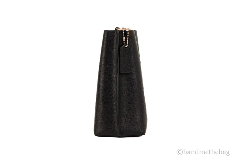 Coach (CA177) Mollie 22 Small Black Doublefaced Leather Bucket Crossbody Handbag