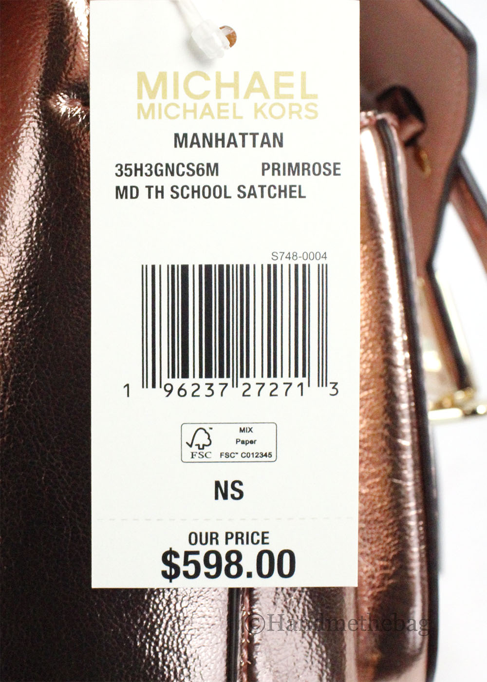 Michael Kors Manhattan Medium Metallic Primrose Convertible Satchel
