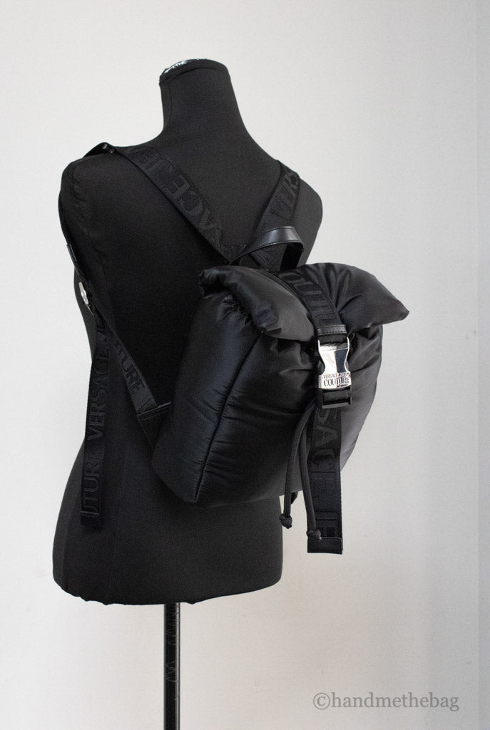 Versace Jeans Couture Small Black Nylon Safety Buckle Backpack